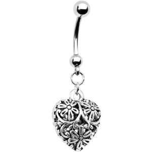  Vintage Style Hollowed Flower Heart Belly Ring: Jewelry