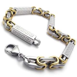 Mens Silver Gold Tone Stainless Steel Bracelet Bangle US120217  
