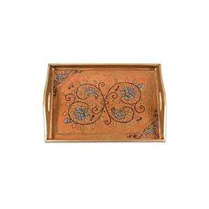  Painted glass tray, Bluebell Dance