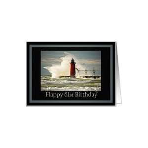  61st birthday lighthouse storm wave nautical coastal Card 