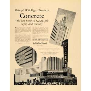  1936 Ad Portland Cement Balaban Katz Will Roger Theatre 