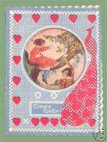 Vintage Valentine Card CUPIDS TOKEN Honeycomb BLUE  