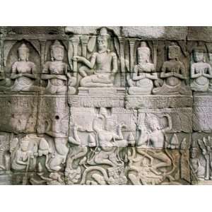 Detail of Reliefs, the Bayon, Angkor, Unesco World Heritage Site, Siem 