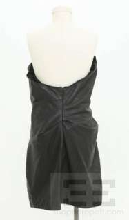 All Saints Spitalfields Black Leather Strapless Dress Size 14  