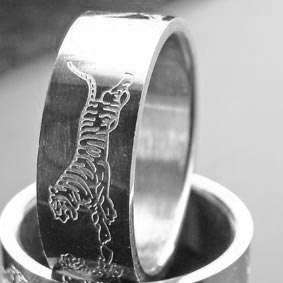 B1570 Fashion Tiger Design Men Stainless Steel Ring #10  
