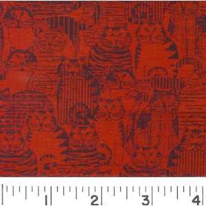  45 Wide CAT SHOW   RED Fabric By The Yard: Arts, Crafts 