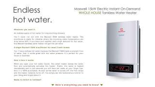   Hot Water Heater   3.5 GPM   15kW   220V   Whole House Maxwell  