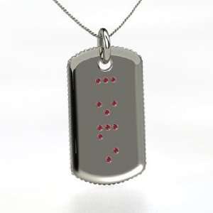  Feel the Love Dogtag, Sterling Silver Necklace with Ruby 