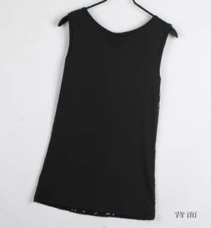 UNION JACK Sequins Diamante Tank Top T shirt Black 1669  