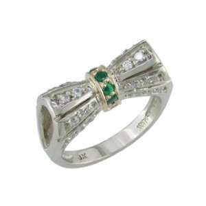  Bianca   size 13.00 14K Gold Ring with Round Emeralds 