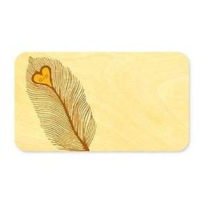 Heart Feather Place Card   Real Wood Wedding Stationery 