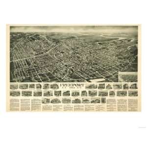  Freeport, New York   Panoramic Map Premium Poster Print 