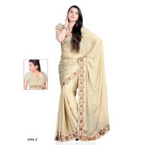 Designer party wear georgette saree with unique lace border   6008 A