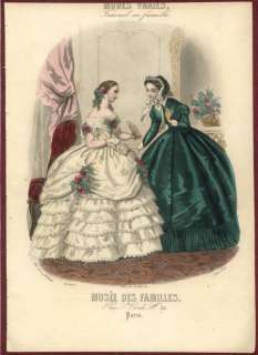 BALL * 2 ORIGINAL MUSEE DES FAMILLES Hand colored print 1860s  