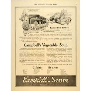   Ad Campbells Vegetable Soup Military Uniform WWI   Original Print Ad