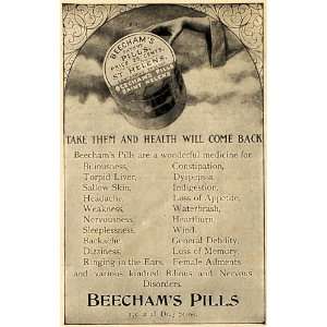  1898 Ad Beechams Pills Drug Illness Health Disorder 