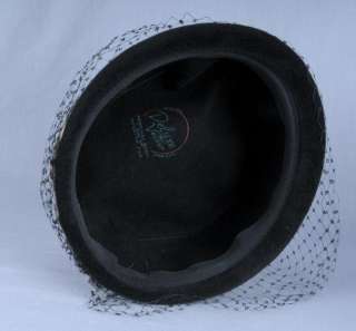 Vintage 1960s MOD Black Leopard Net Pillbox Hat  