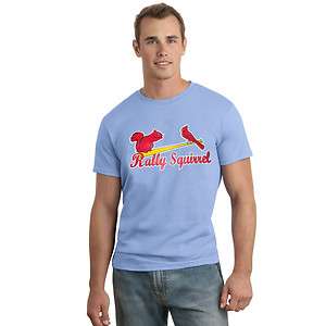 RALLY SQUIRREL T SHIRT RED OR BLUE ST LOUIS CARDINALS 2011 WORLD 