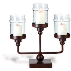  Foreside Hand forged Iron 3 Pillar Candlestand