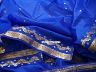    Blue Sari / Bellydance Dress Fabric wrap India Saree: Clothing