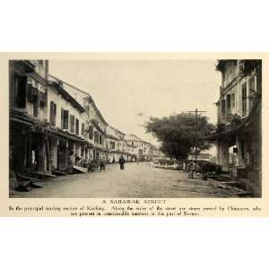  1912 Print Kuching Sarawak Street View Borneo Architecture 