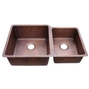   Copper Sinks 33.75 Copper Undermount Double Bowl Kitchen Sink from the
