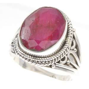    925 Sterling Silver Created RUBY Ring, Size 9, 7.99g Jewelry