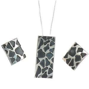    Sterling Silver Earrings and Pendant Necklace Set 