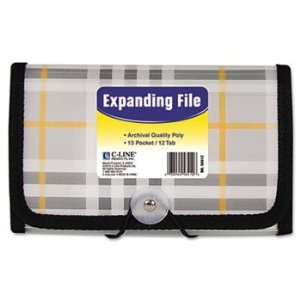  Expanding File, Plaid, Coupon, 13 pockets, 1.5 Exp., 1/EA 
