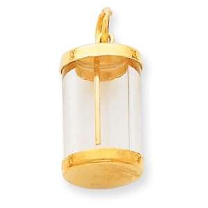  Fill able Capsule Charm in 14k Yellow Gold: Jewelry
