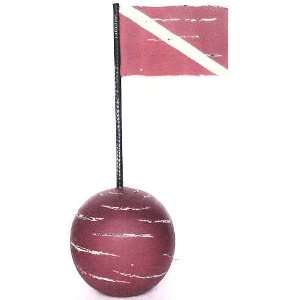 Wood Iron Diver Down Signal Buoy Red Float Nautical Tropical Home 