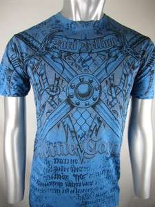 XTREME COUTURE PERSEUS MMA SHIRT BLUE LARGE  