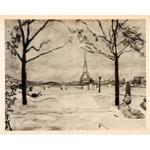  1939 Photogravure Pierre Bonnard Seine Eiffel Tower Paris 