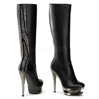 315   PLEASER FASCINATE 2018 BLACK LEATHER KNEE HIGH BOOTS 