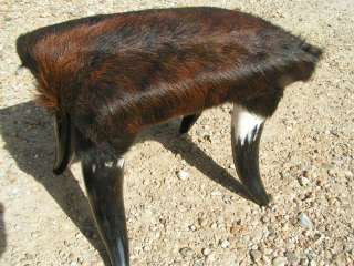   Footstool Western Hair on Cowhide Rustic Steer Horn Stool 2187  