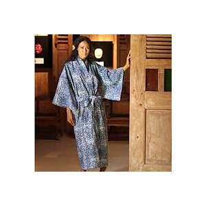  NOVICA Cotton batik robe, Ocean Paradise