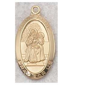  Gold Plated Oval Catholic Saint Anne Patron Saint Medal 