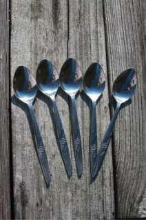 Stainless Steel Flatware Rose Pattern Small 5 Spoons ts  