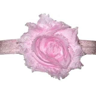 Baby Pink Shabby Chifon Rose headband. The flower is attached to a 