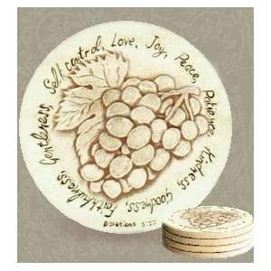  Set of 4 Super Absorbent Stoneware Drink Coasters   Fruit 