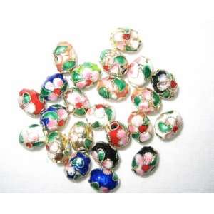  100 7X9mm Oval Handmade Mix Cloisonne Beads By 