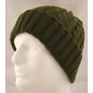   Heavy Braided Knit Winter Beanie Skull Ski Hat Green: Everything Else