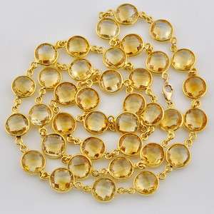   Plated Gold Vermeil Golden Citrine Gemstone Connector Necklace 27 inch