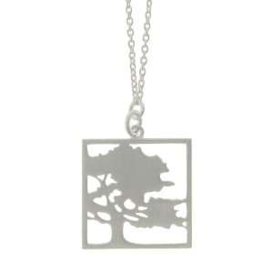    Tashi Brushed Sterling Silver Framed Tree Necklace Tashi Jewelry