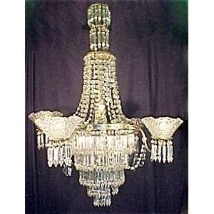  Monumental Gas & Electric Crystal Chandelier: Home 