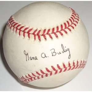 GENE A BUDIG signed AL Commissioner baseball W/COA   Autographed 