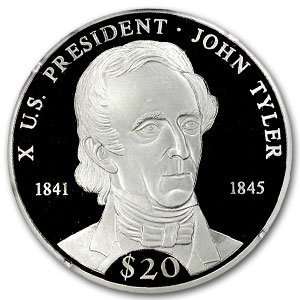  Liberia 2000 $20 Silver Proof John Tyler: Toys & Games