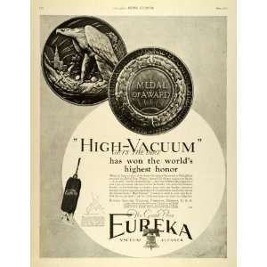   Ad Eureka Vacuum Cleaner Co. Medal Award Home   Original Print Ad