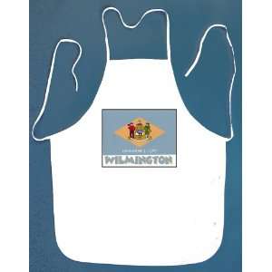 Wilmington Delaware BBQ Barbeque Apron with 2 Pockets White