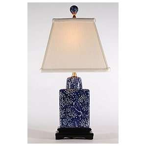 Dark Blue and White Rectangular Porcelain Table Lamp: Home 